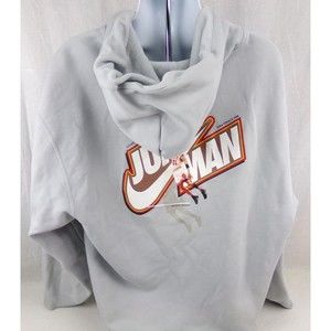 Nike Air Jordan Fleece Hoodie 3XL Gray Full Zip JumpMan Pockets Graphic Print